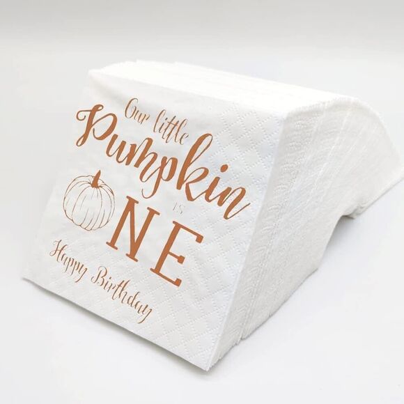 Our Little Pumpkin is One Happy Birthday Napkins Lot Of 100 New In Package - Picture 1 of 3